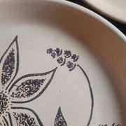 Flat stoneware plates with floral decoration – France – 1970s