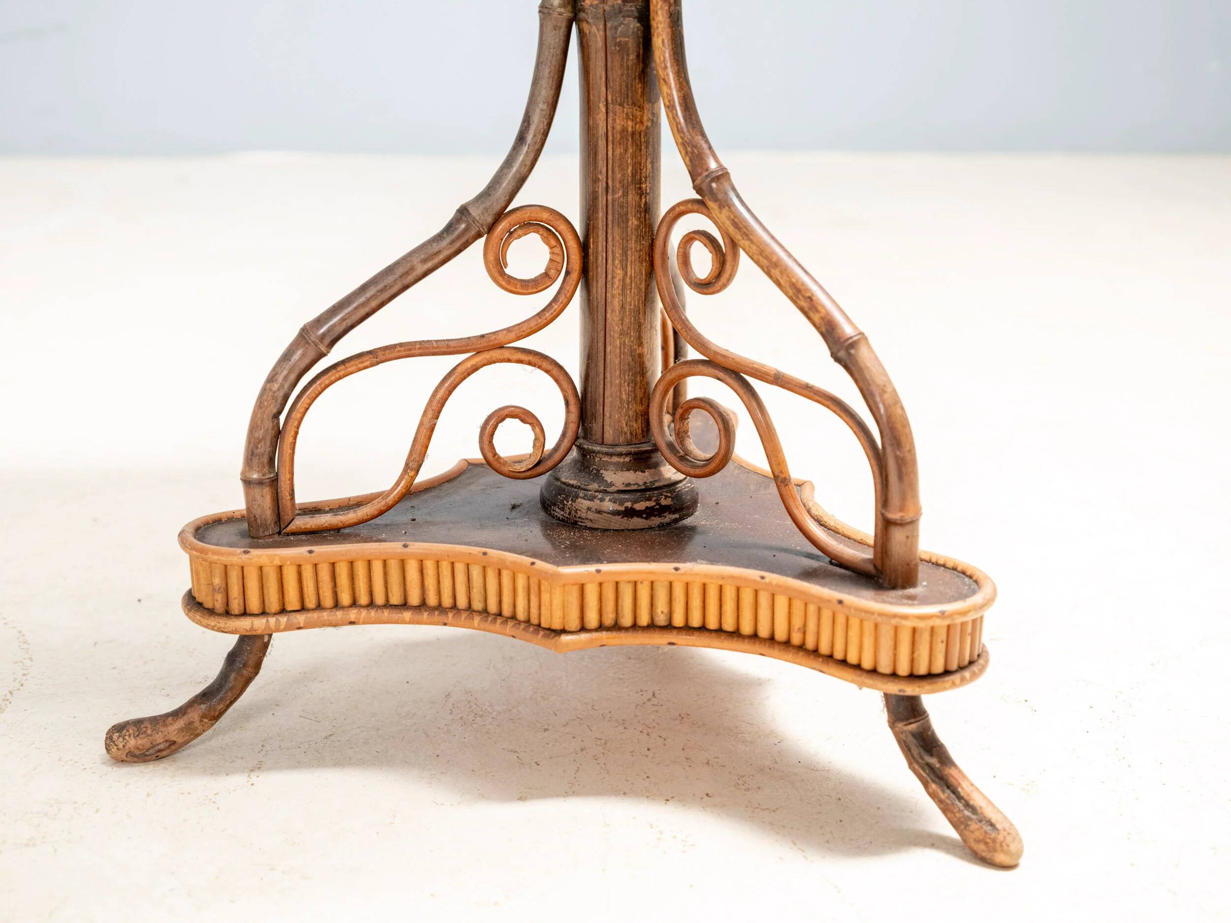 Art Nouveau bentwood & rattan pedestal table, Central Europe, c. 1900–1925
