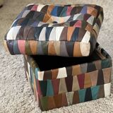 Pouf /coffre ou Ottoman « Arlequin » cuir  1970