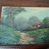 Peinture à l'huile sur carton, première moitié du XXe siècle, signée