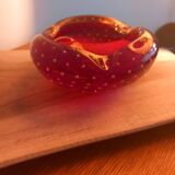 Vintage Murano Ashtray Catchall - Ruby Red Bullicante Glass - Vi