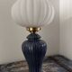 Geometric table lamp with pleated opaline shade