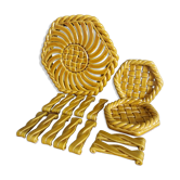 FPP Vallauris barbotine trivets, bottle coasters and knife holders