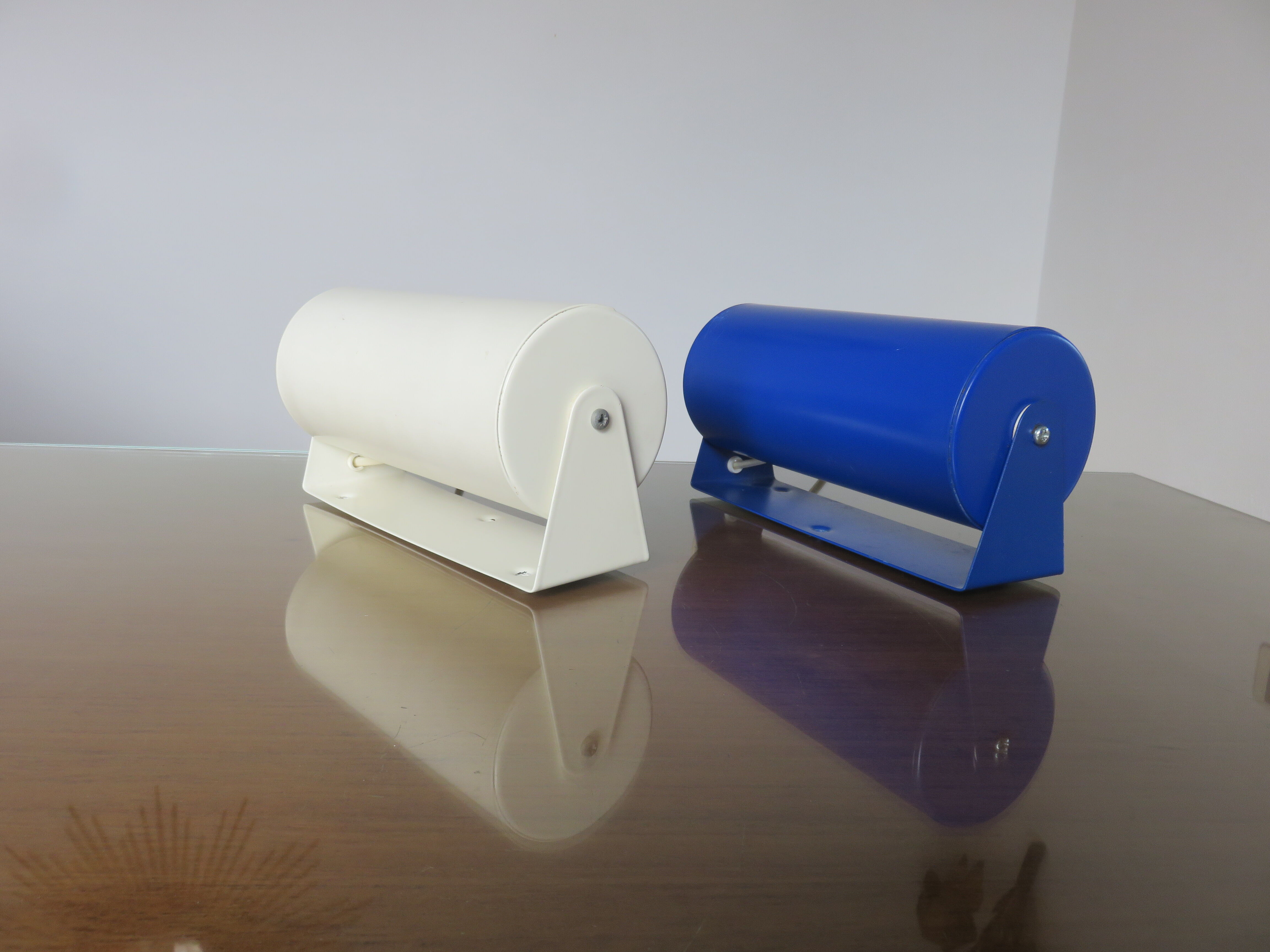 Ikea roll wall lamp model V413 in blue lacquered metal 1980