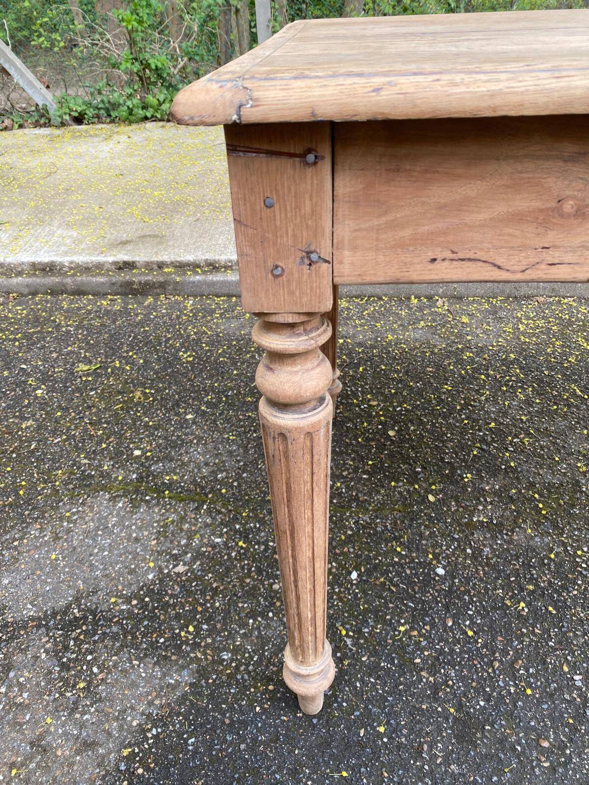 19th-century Louis XVI solid oak farmhouse table, 140cm.