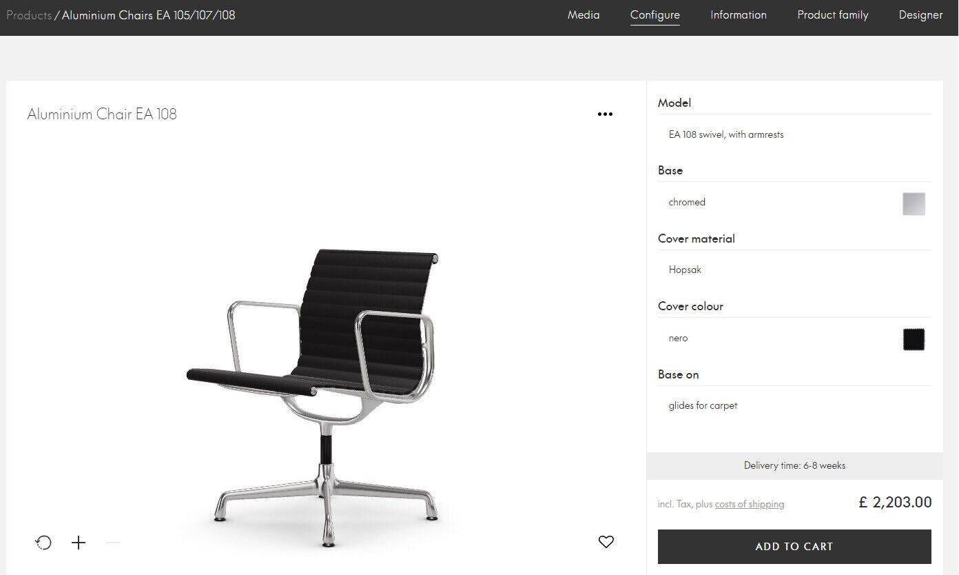 Charles & Ray Eames Vitra EA108 Hopsak swivel office chair