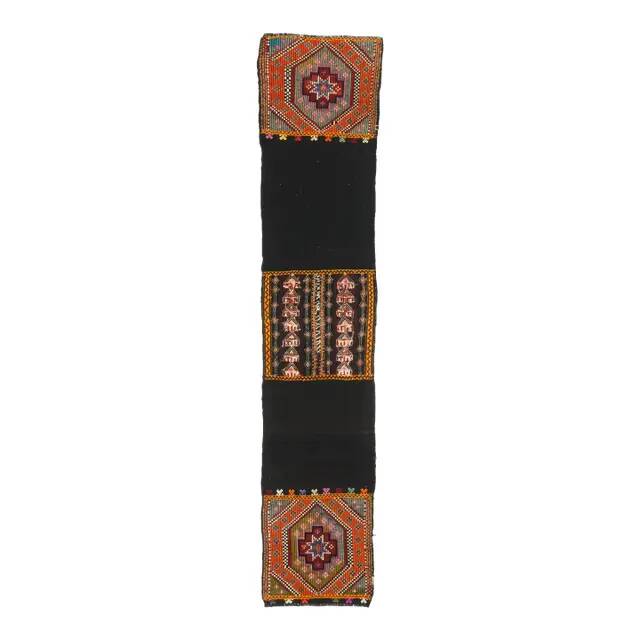 1970s Turkish Oushak Handmade Wool Cotton Brown Runner Rug 50x268
