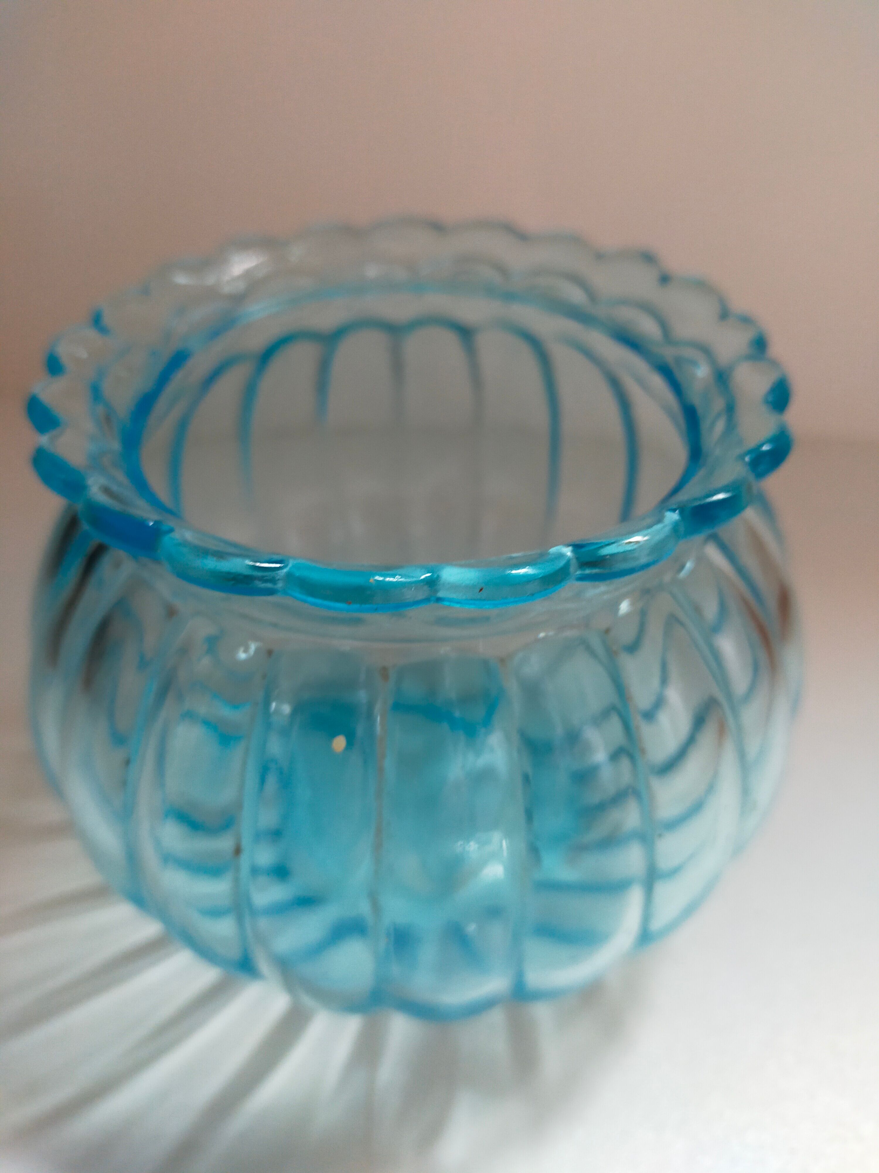 Signed blue ball vase