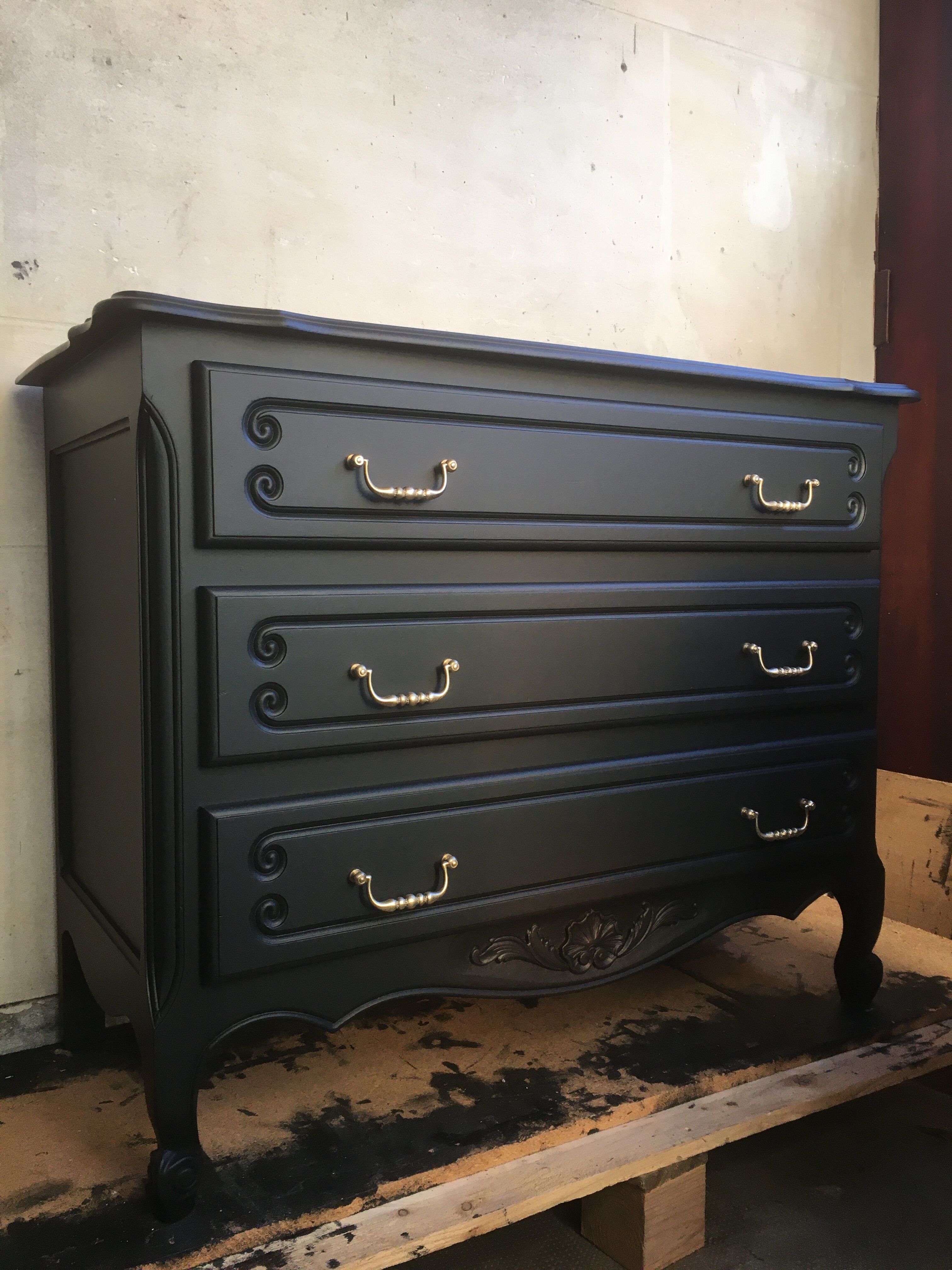 Black restyled vintage chest of drawers