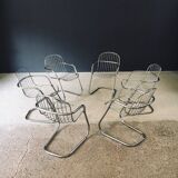 Mid-Century Modern Chrome Dining Chairs by Gastone Rinaldi, Italy, 1970s, Set of 6