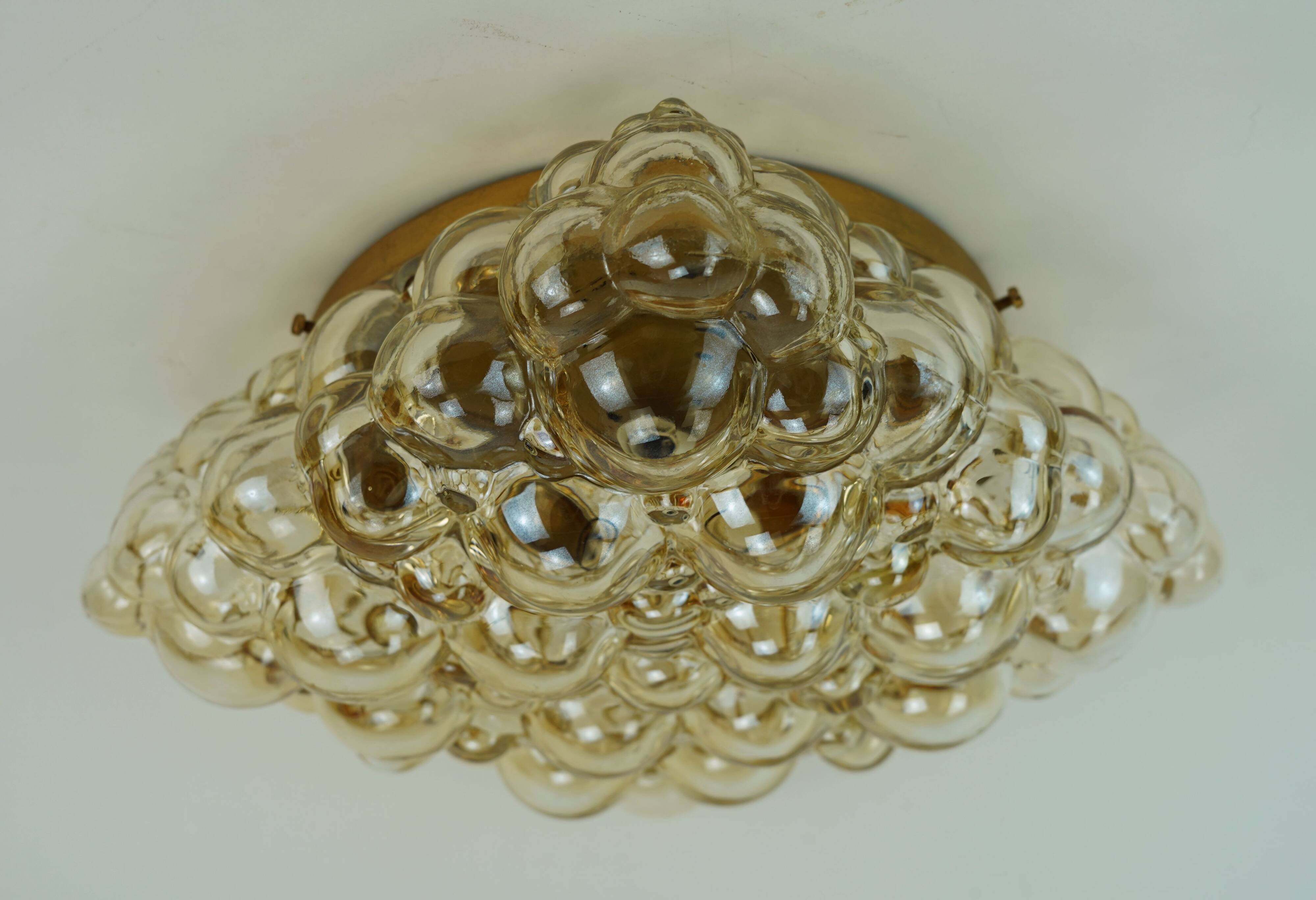 large mid century modern 1960's 1970's bubble amber glass CEILING LIGHT