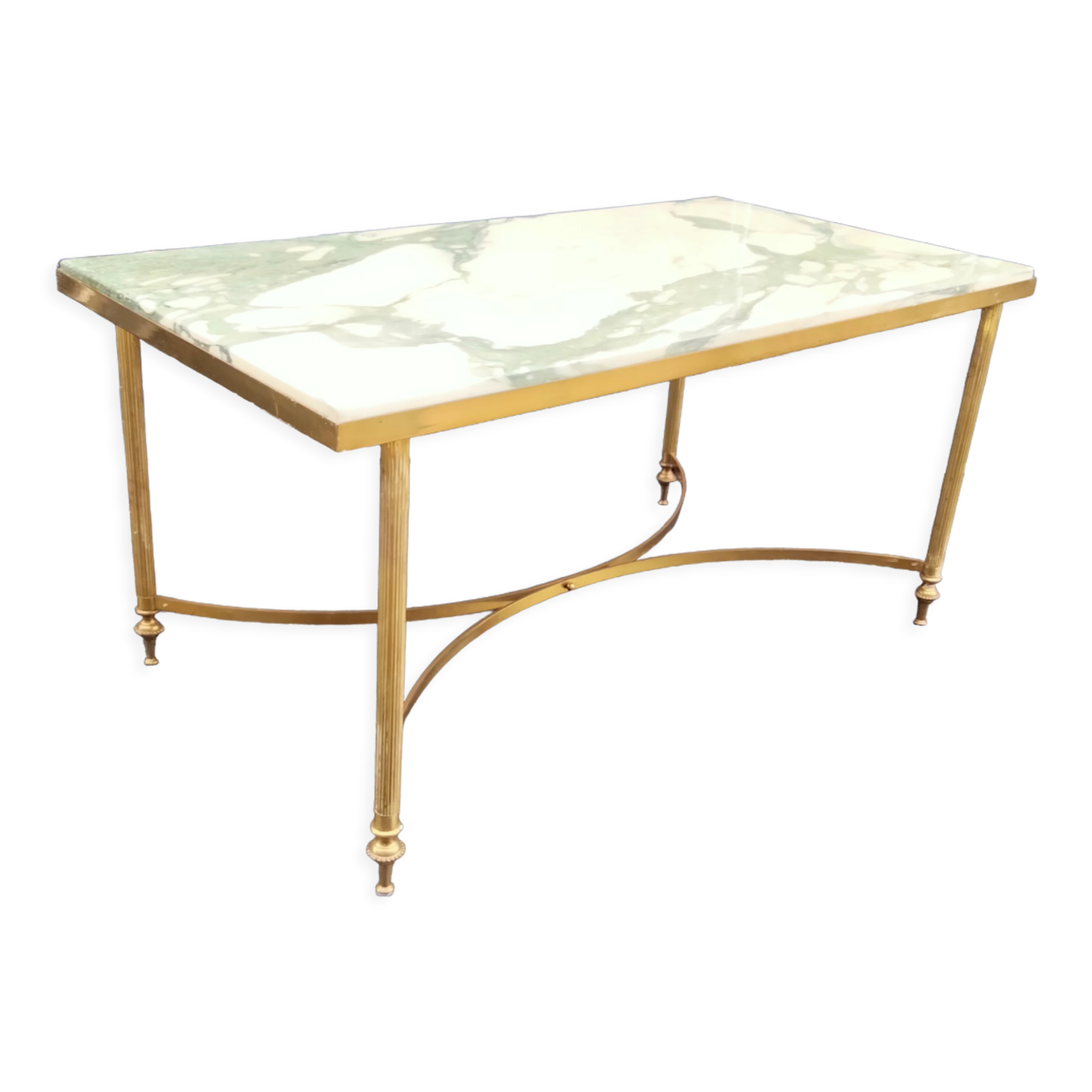 Old vintage gilded side table with marble top