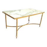 Old vintage gilded side table with marble top