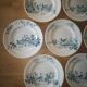 Lot 10 round plates old earthenware longwy Cute birds iron earth ø 23 cm