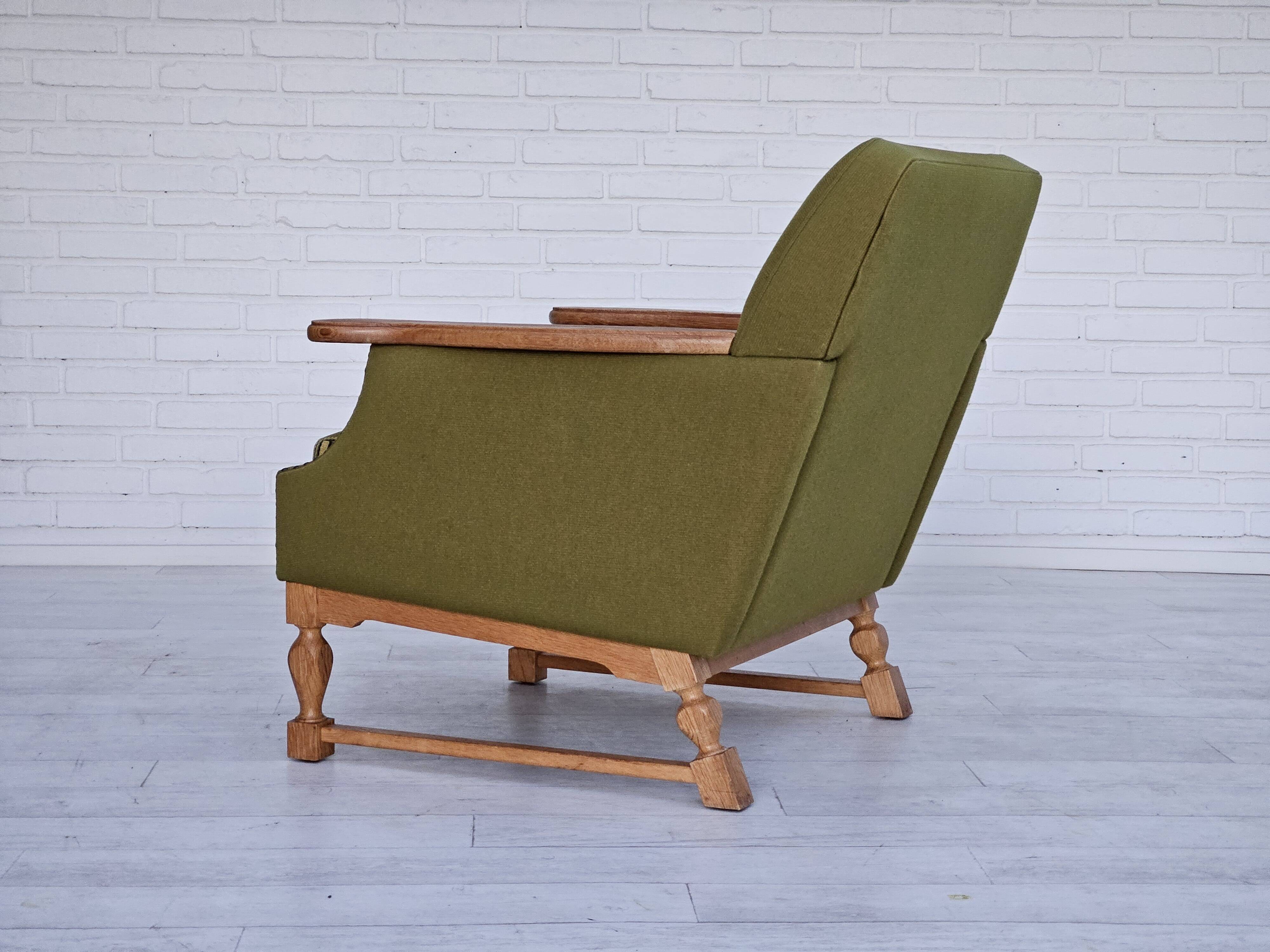 1970s, Danish lounge chair, wool, oak