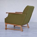 1970s, Danish lounge chair, wool, oak