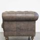 Grey Cowhide Leather Chesterfield Club Armchair in English Style on Casters