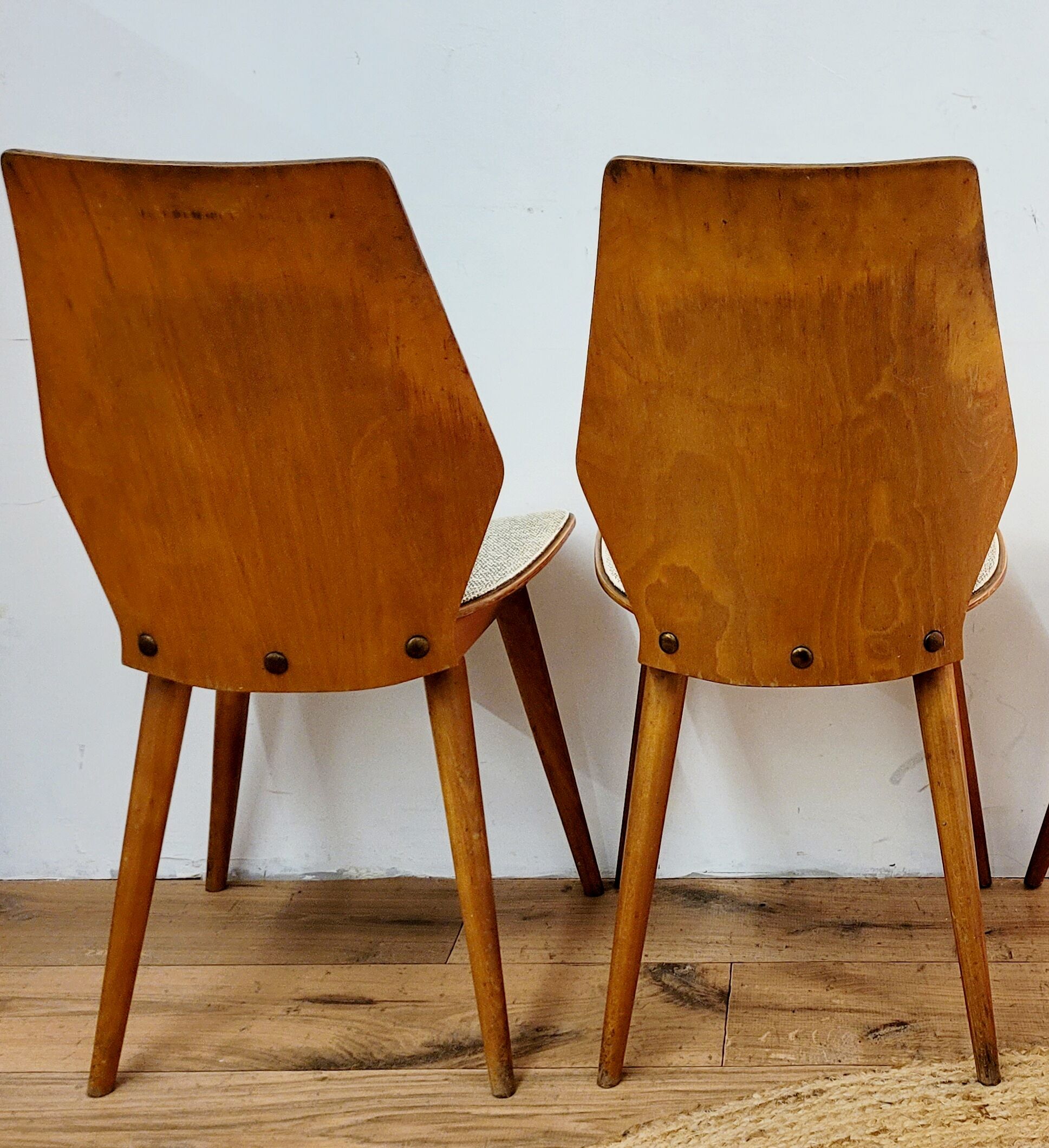 Set of six Scandinavian wooden chairs