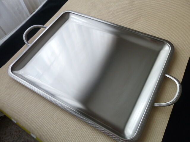 Service tray in satin stainless steel Létang and Rémy 45 x 35 cm