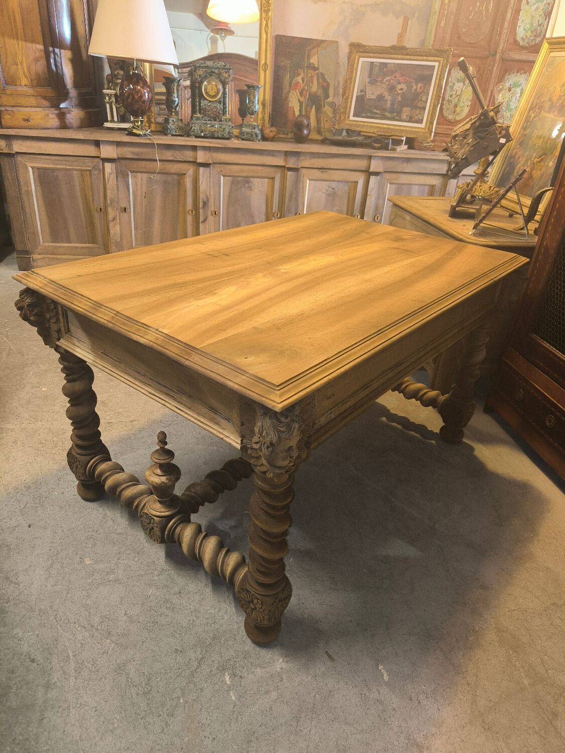 19th century desk in natural solid walnut.
