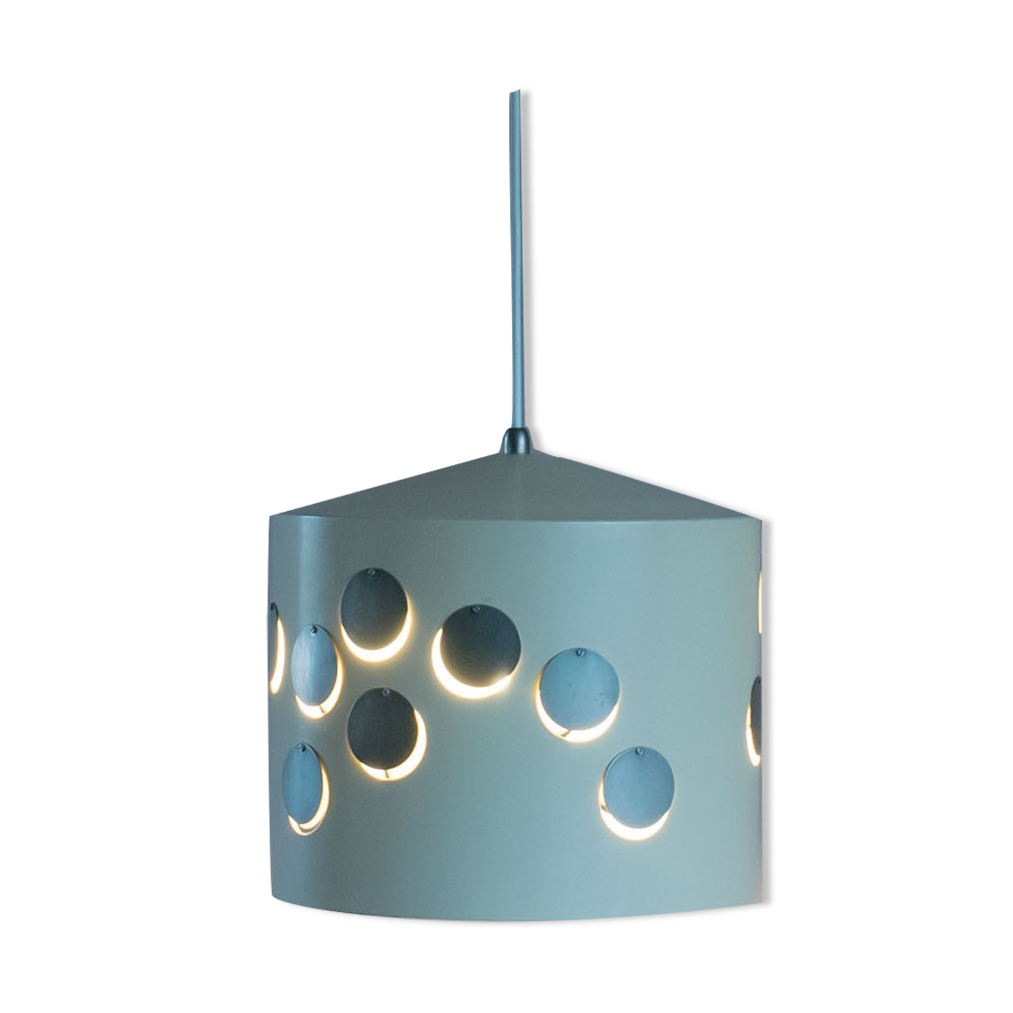 Vintage conical white and silver pendant light