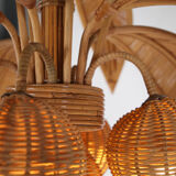 Coconut palm chandelier in rattan