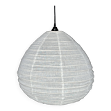 Large pendant light in Japanese-style natural rattan and linen in the shape of a drop H55 D60