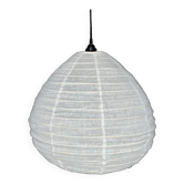 Grande suspension en rotin et lin naturel japonisante en forme de goutte H55 D60