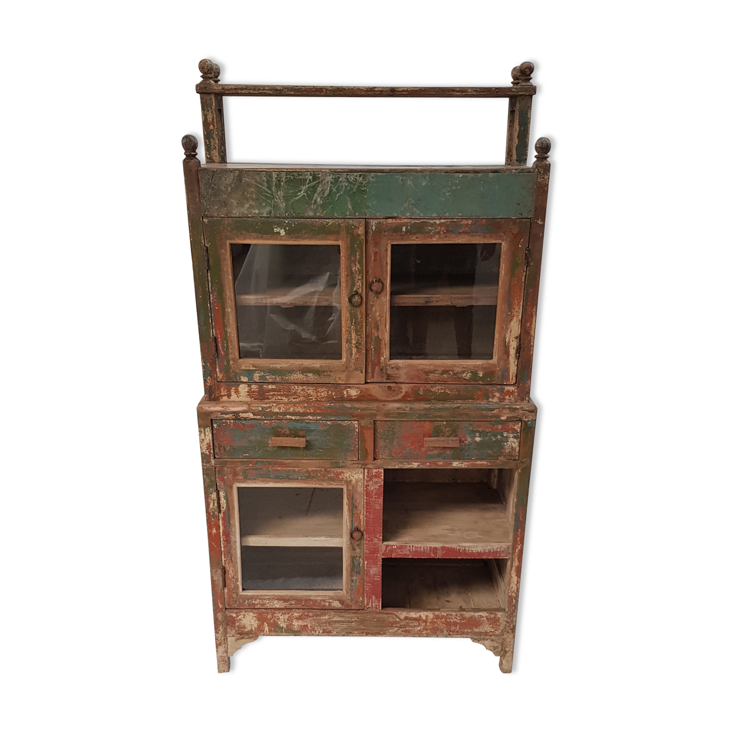 Old glazed vaisselier in Burmese teak