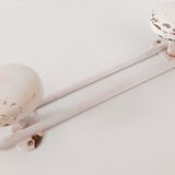 Double coat hook in vintage white lacquered metal