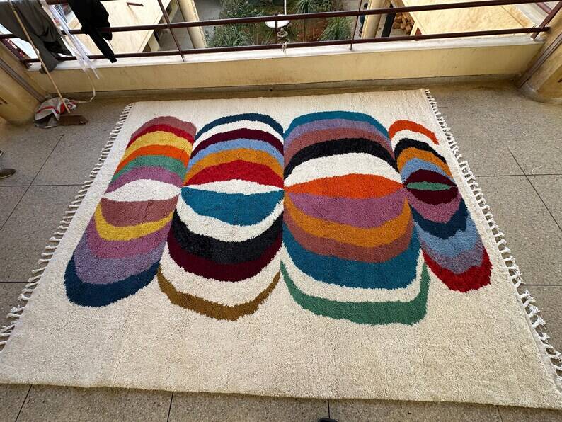 Beni Ourain Rug, Moroccan Abstract Wool Carpet 150/250cm