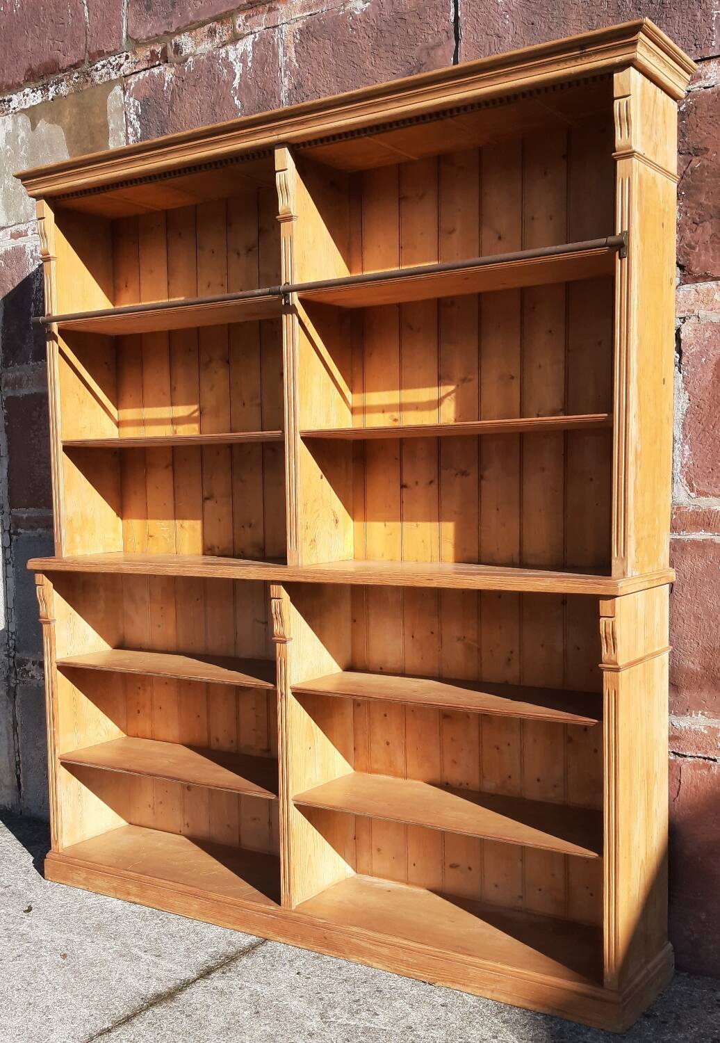 Pine bookcase (251 x 49 x height 288 cm)