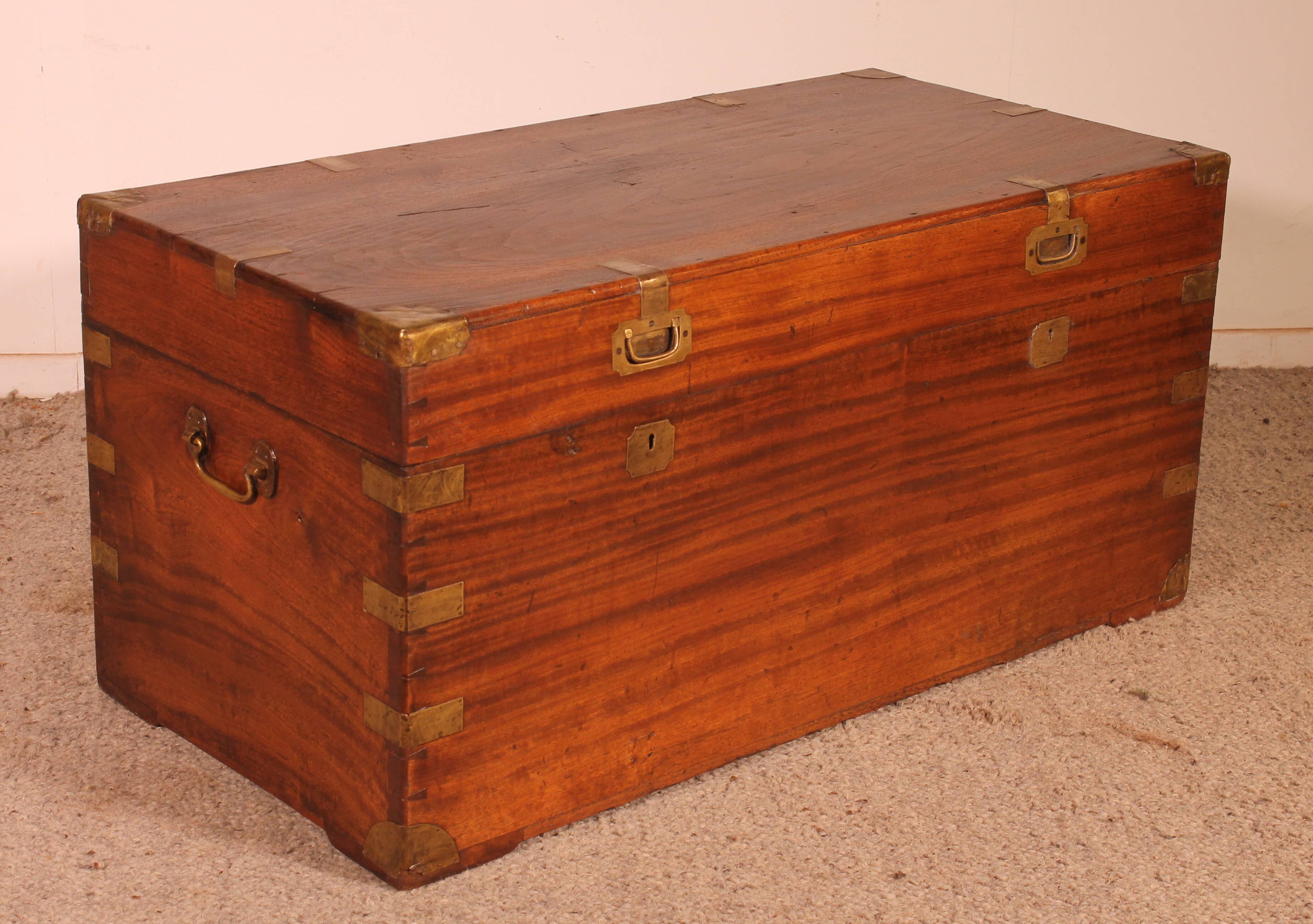 almost a pair of 19th-century marine chests with double locks
