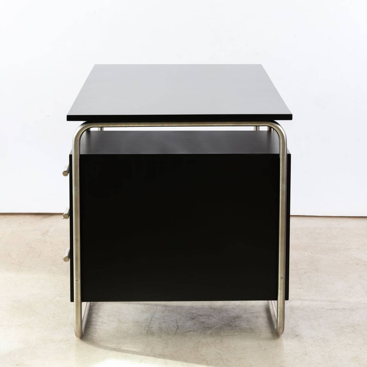 1960s desk in Bauhaus style, black lacquered