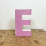Vintage pink illuminated letter e , 1970s