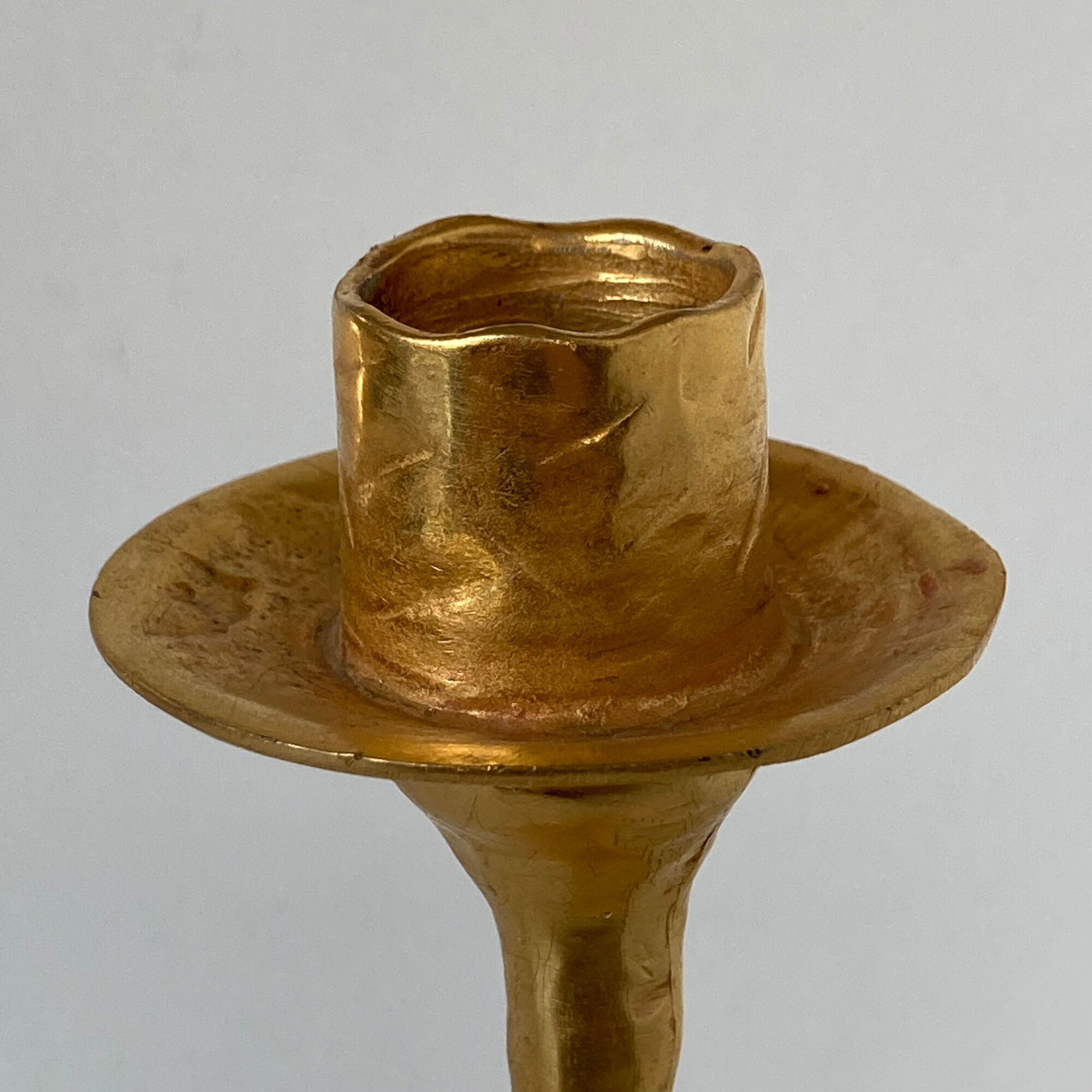 Édouard Rambaud, Soleil artist candle holder in gilded bronze signed under the bobèche.