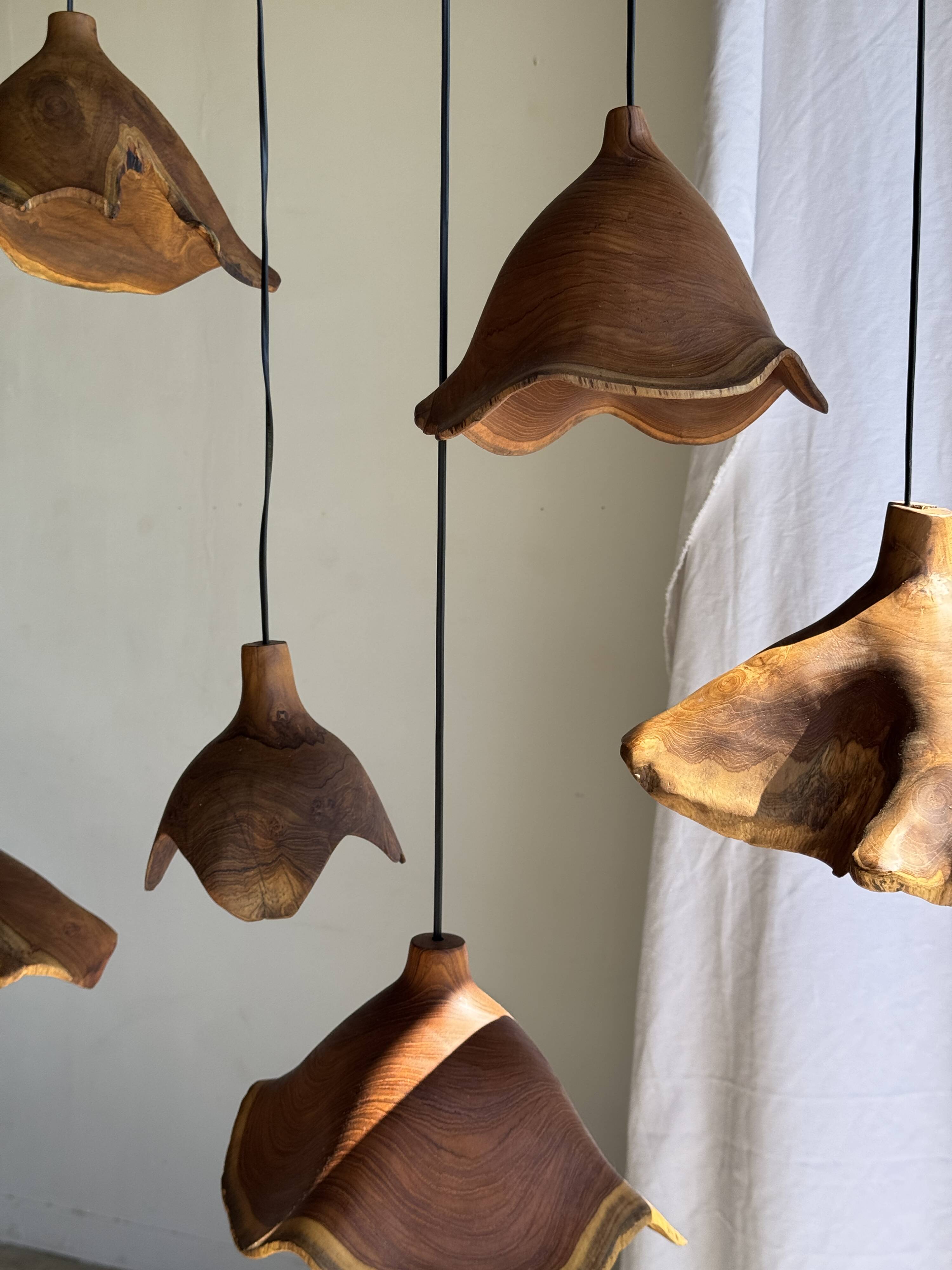 Small suspension in organic teak hat D30 H20