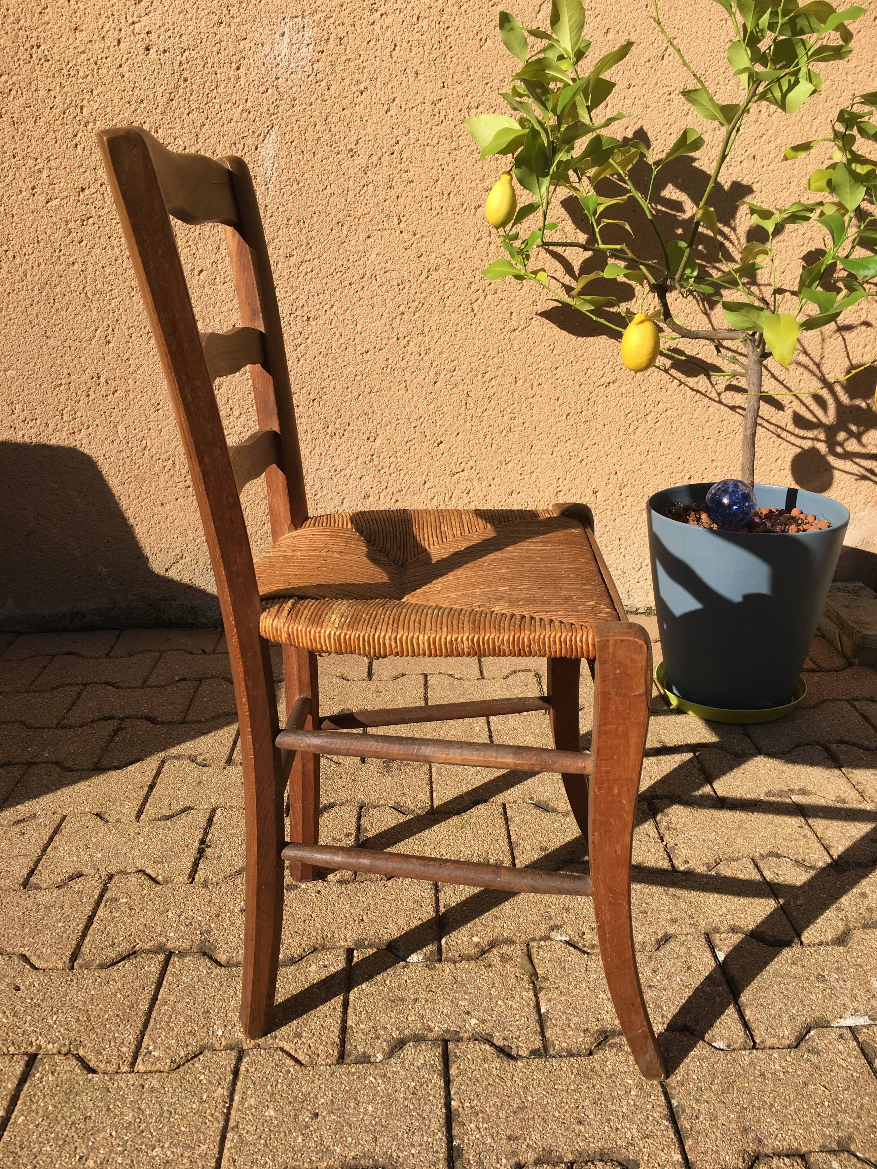 Wooden and straw chair