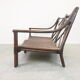 Mid century vintage boho 2-seater sofa with leather cushions