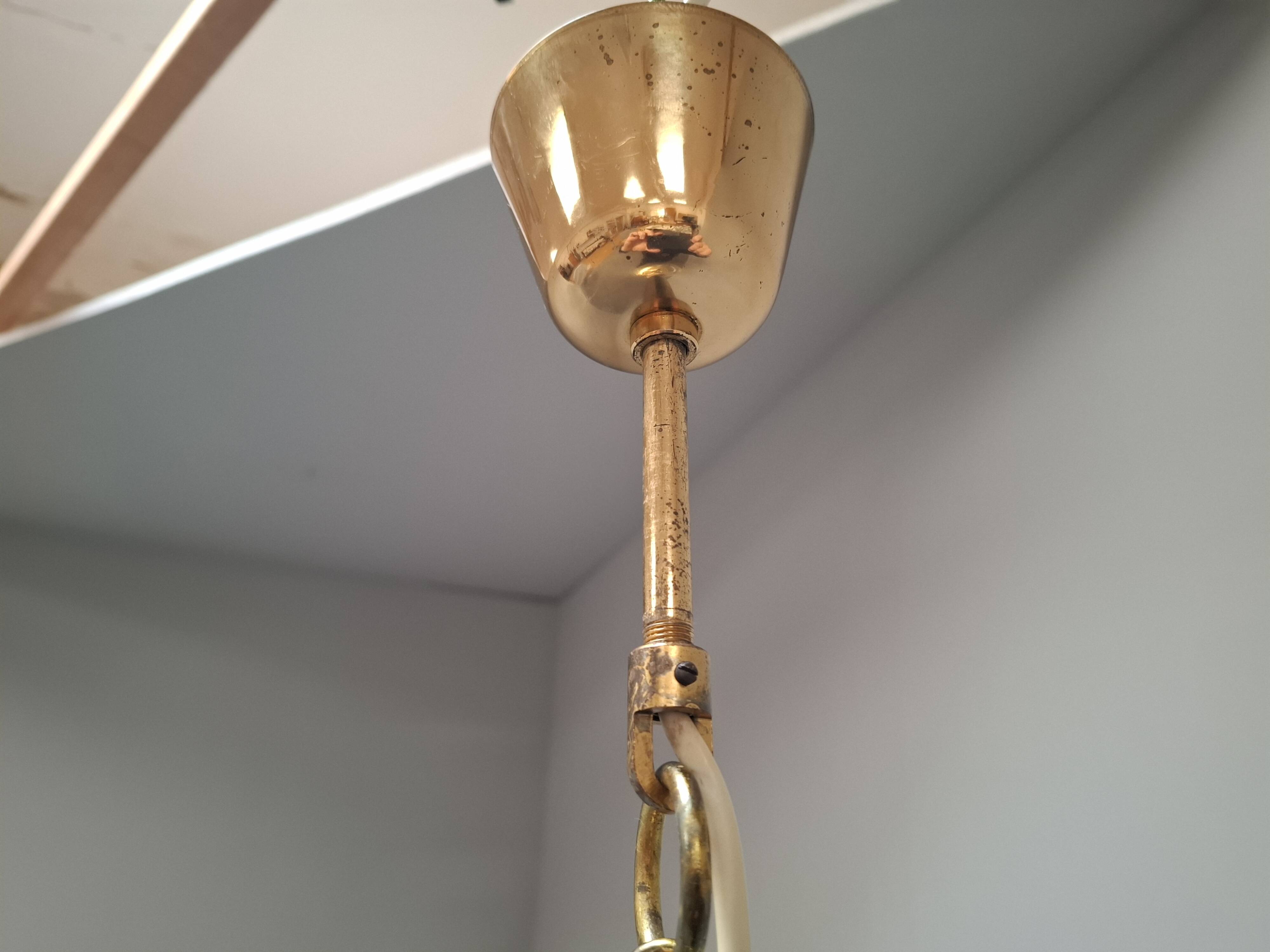 Midcentury Brass and Smoked Bubble Glass Pendant by Kamenický Šenov, 1960s