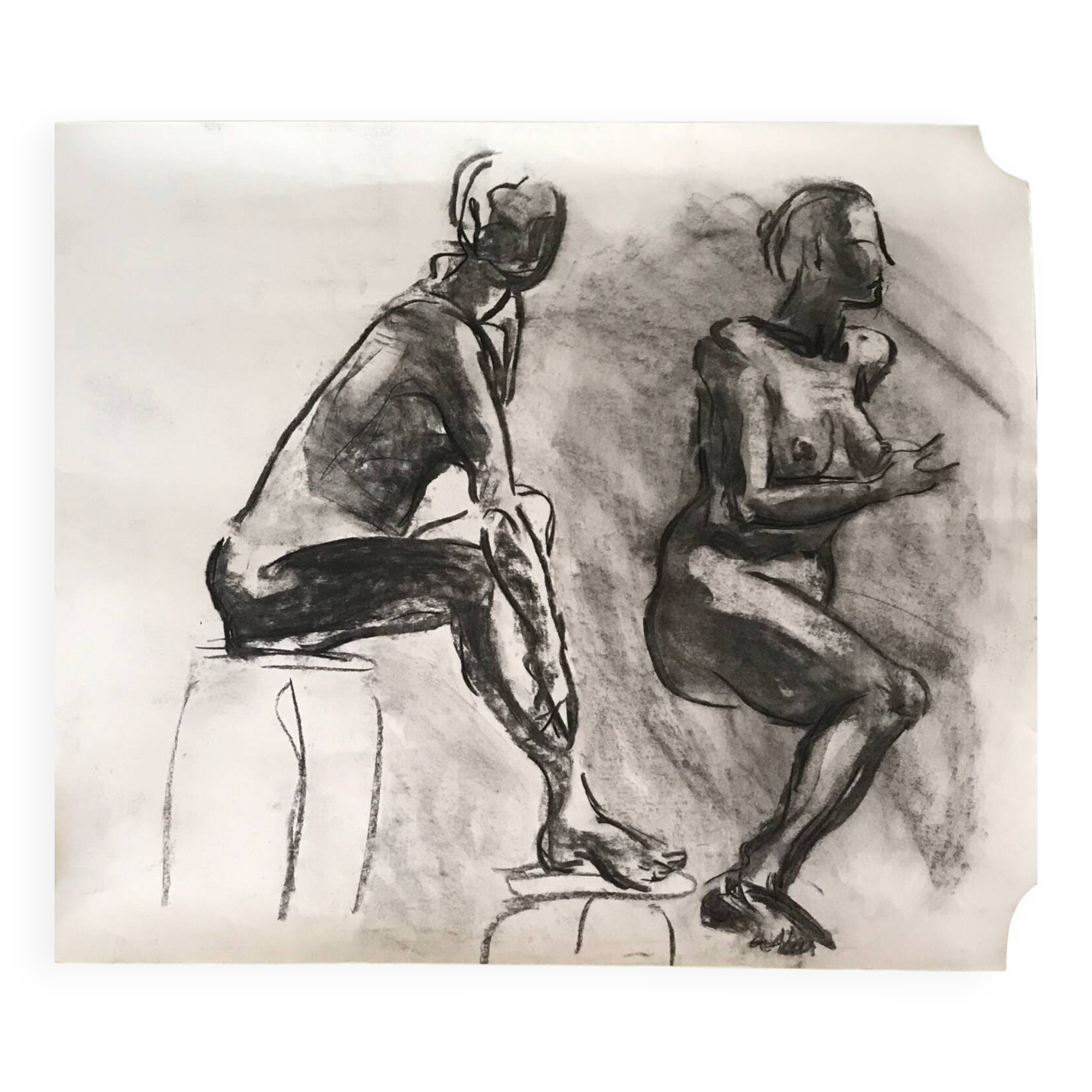 Large format nude study drawing