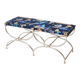 Brass jacquard steel curule bench from Maison Jansen circa 1960