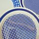 Set 3 variegated dessert plates Guy Degrenne and Gien cobalt blue