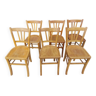 6 bistro chairs, light wood