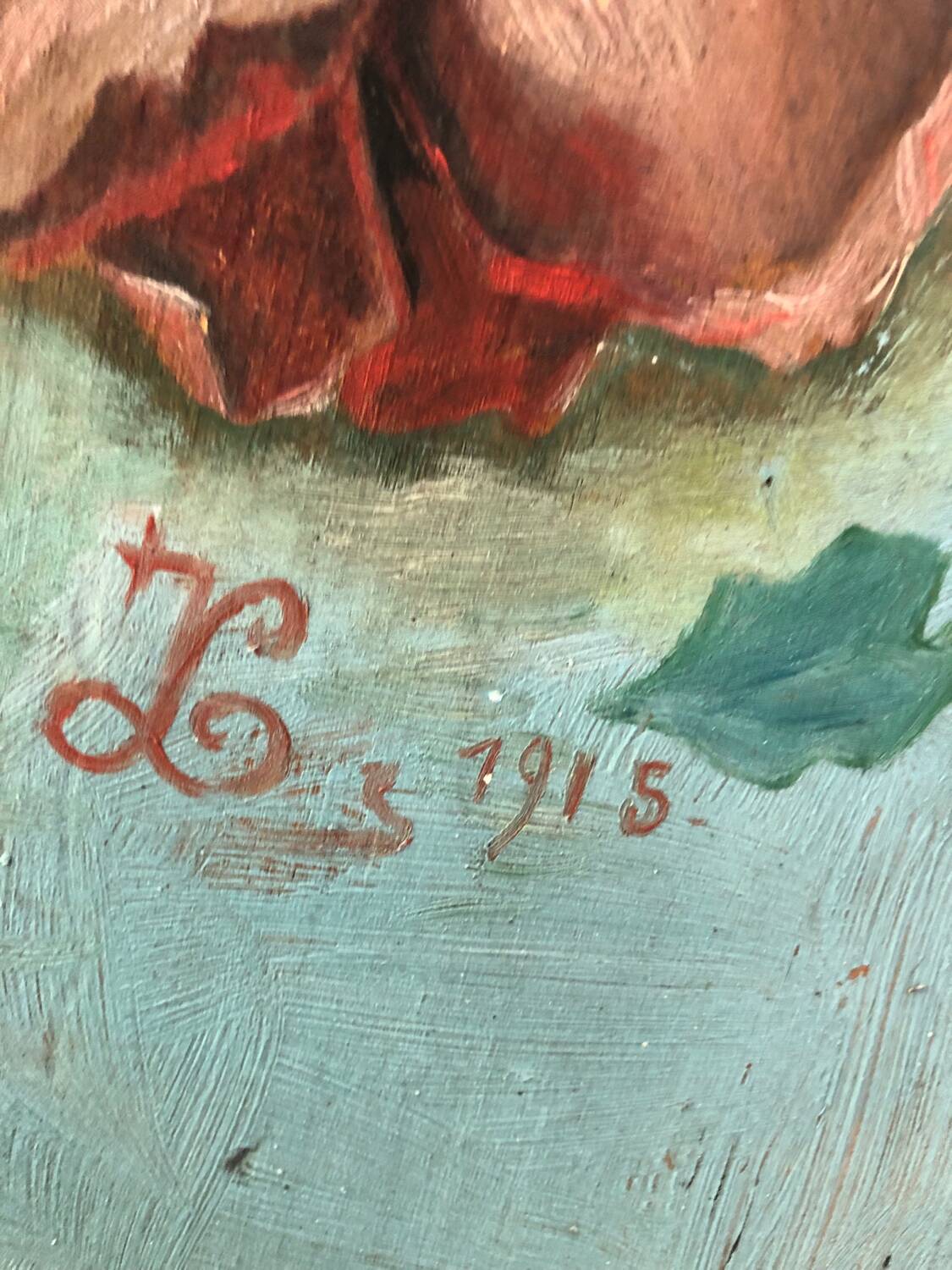 Tableau huile sur panneau bouquet début XXeme.