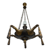 Extraordinary Art Deco chandelier with bronze eagles.