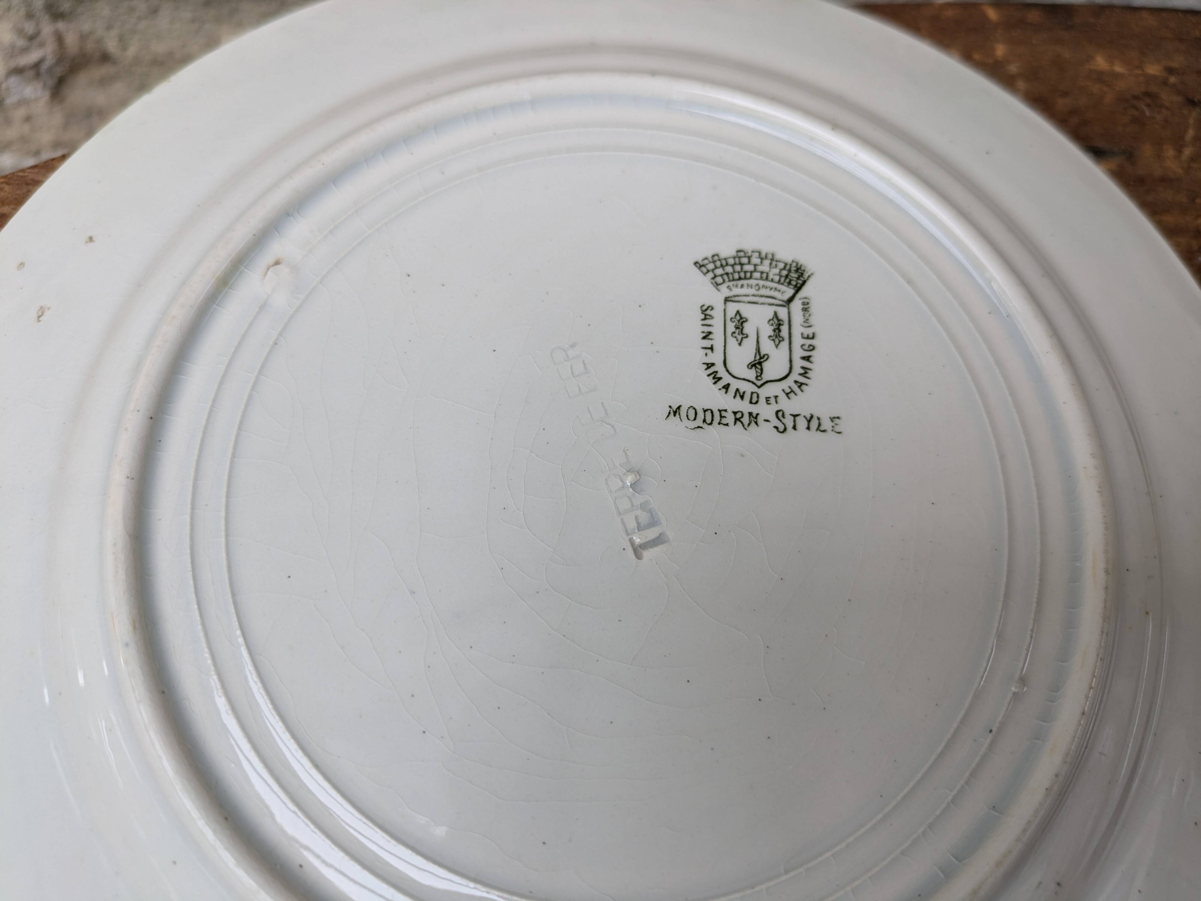 Set of 2 small ironstone plates Saint Amand and Hamage Modern Style model