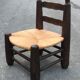 Low chair oak and straw vintage 1950