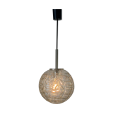 Suspension en verre blanc soufflé à la main par Doria Leuchten, années 1960 Allemagne