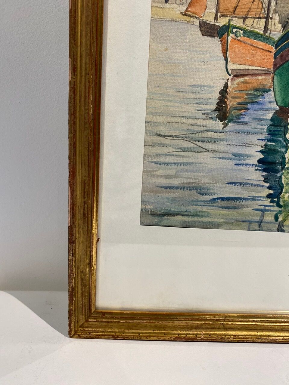 Old painting, Marine, signed and dated 1933